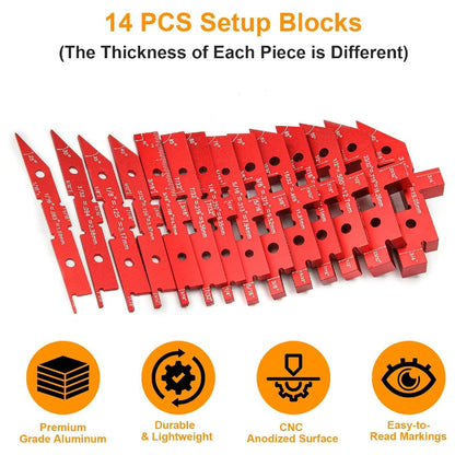 14-Piece Precision Woodworking Setup Blocks