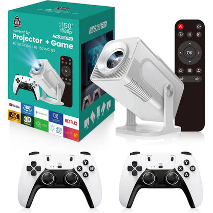 🎄Christmas Gift🎁TYIIPLUS Pro Projector and Game, Retro 4K Smart Game Projector, Built-in 10,000 Games, with 2 Wireless Controllers