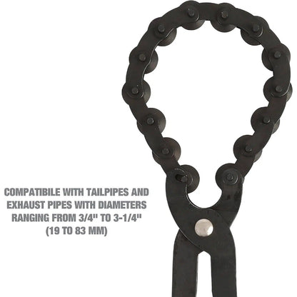 TyiiPLUS Exhaust Cutter, Cuts 3/4" to 3-1/4" Pipe, Durable Chain Cutter Tool, Easy One-Handed Rotation, Compact Pipe Cutter Chain for Tight Spaces