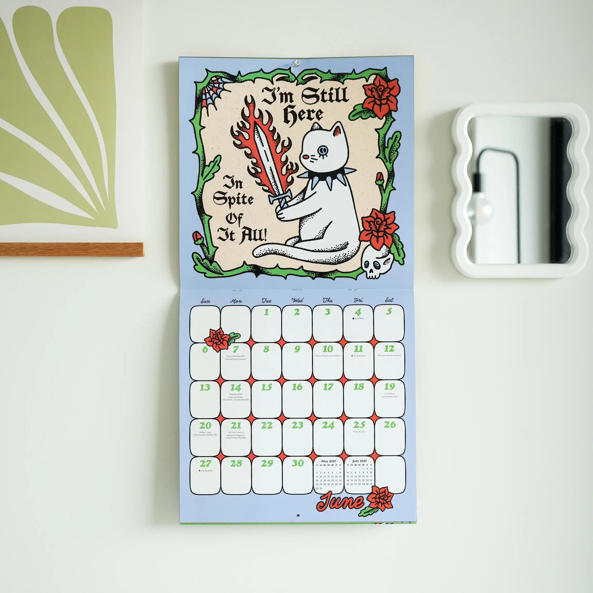 🖤📅2027 Edgy Feminine Wall Calendar – Bold Women’s Artwork with Sticker Sheet Included🌹