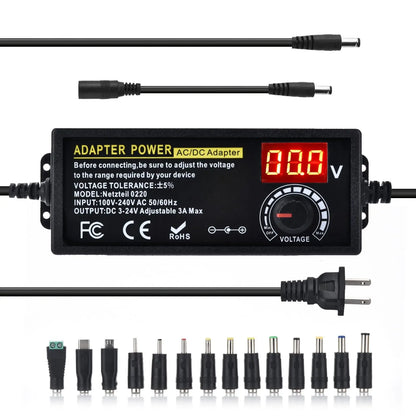 TYIIPLUS Adjustable Universal Power Supply Adapter with 14 Tips & Reverse Polarity Cable