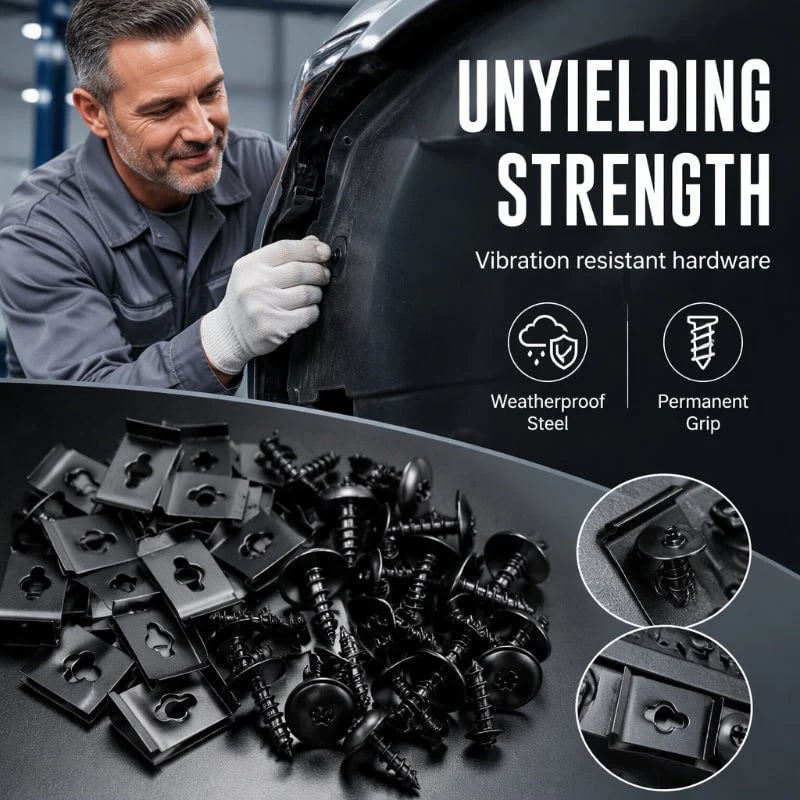 Universal Car Metal U-Type Clips and Screws Set
