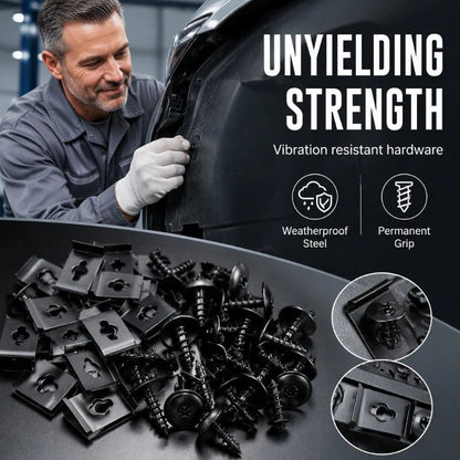 Universal Car Metal U-Type Clips and Screws Set