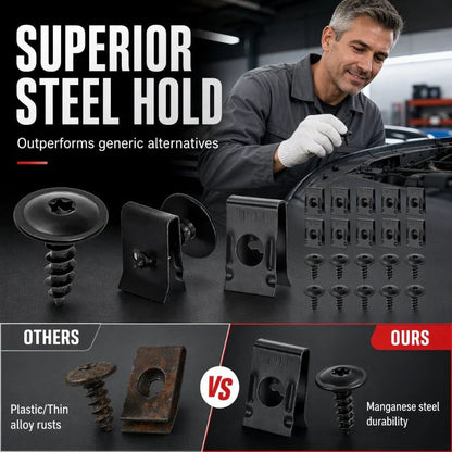 Universal Car Metal U-Type Clips and Screws Set