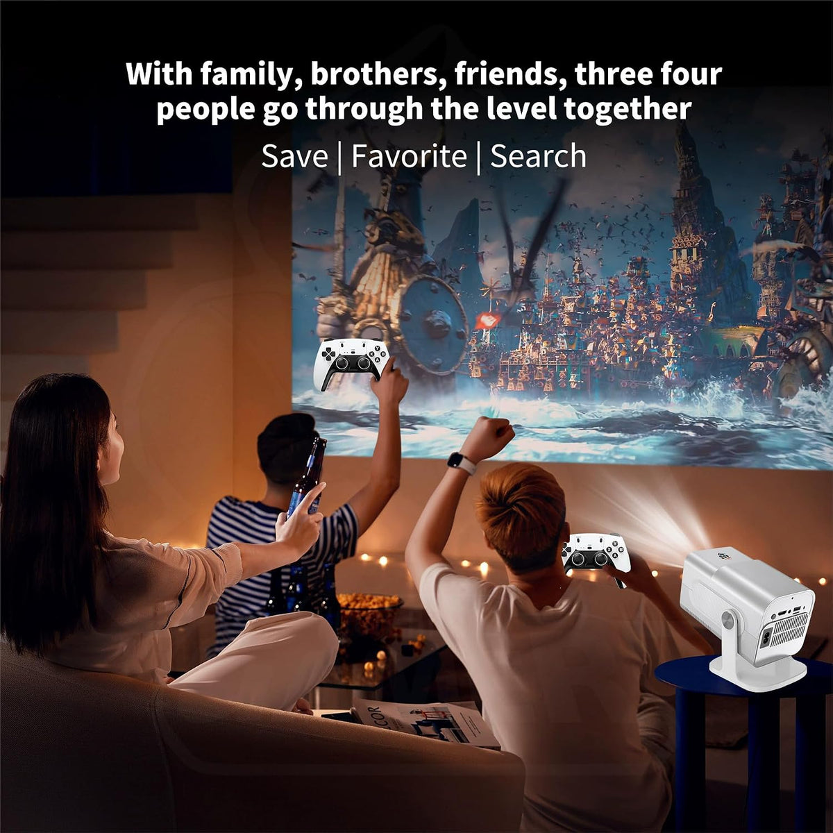 🎄Christmas Gift🎁TYIIPLUS Pro Projector and Game, Retro 4K Smart Game Projector, Built-in 10,000 Games, with 2 Wireless Controllers
