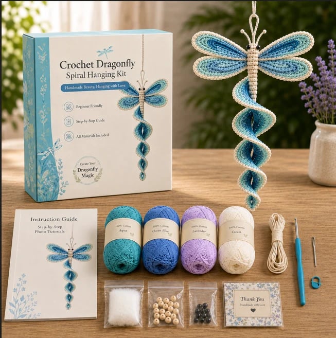 🧶🌿 Crochet Spiral Hanging Kit – Beginner-Friendly DIY Garden Animal Decor