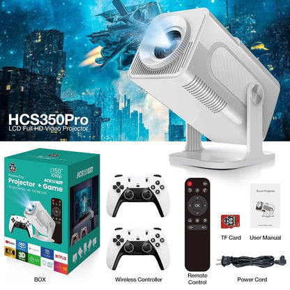 🎄Christmas Gift🎁TYIIPLUS Pro Projector and Game, Retro 4K Smart Game Projector, Built-in 10,000 Games, with 2 Wireless Controllers