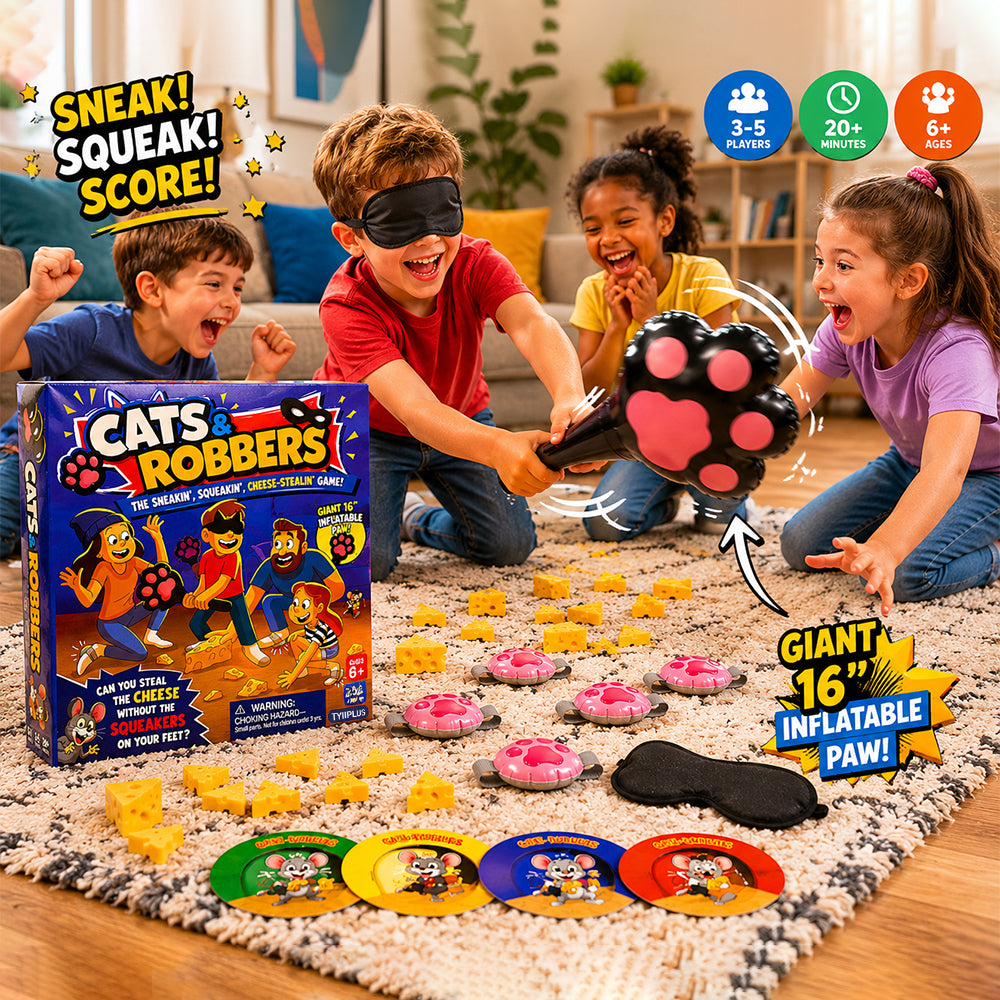 TYIIPLUS™ Cats & Robbers Family Party Game – Squeaky Sneaking Cheese-Stealing Game