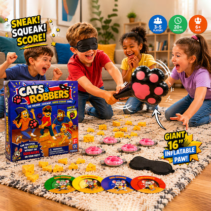 TYIIPLUS™ Cats & Robbers Family Party Game – Squeaky Sneaking Cheese-Stealing Game