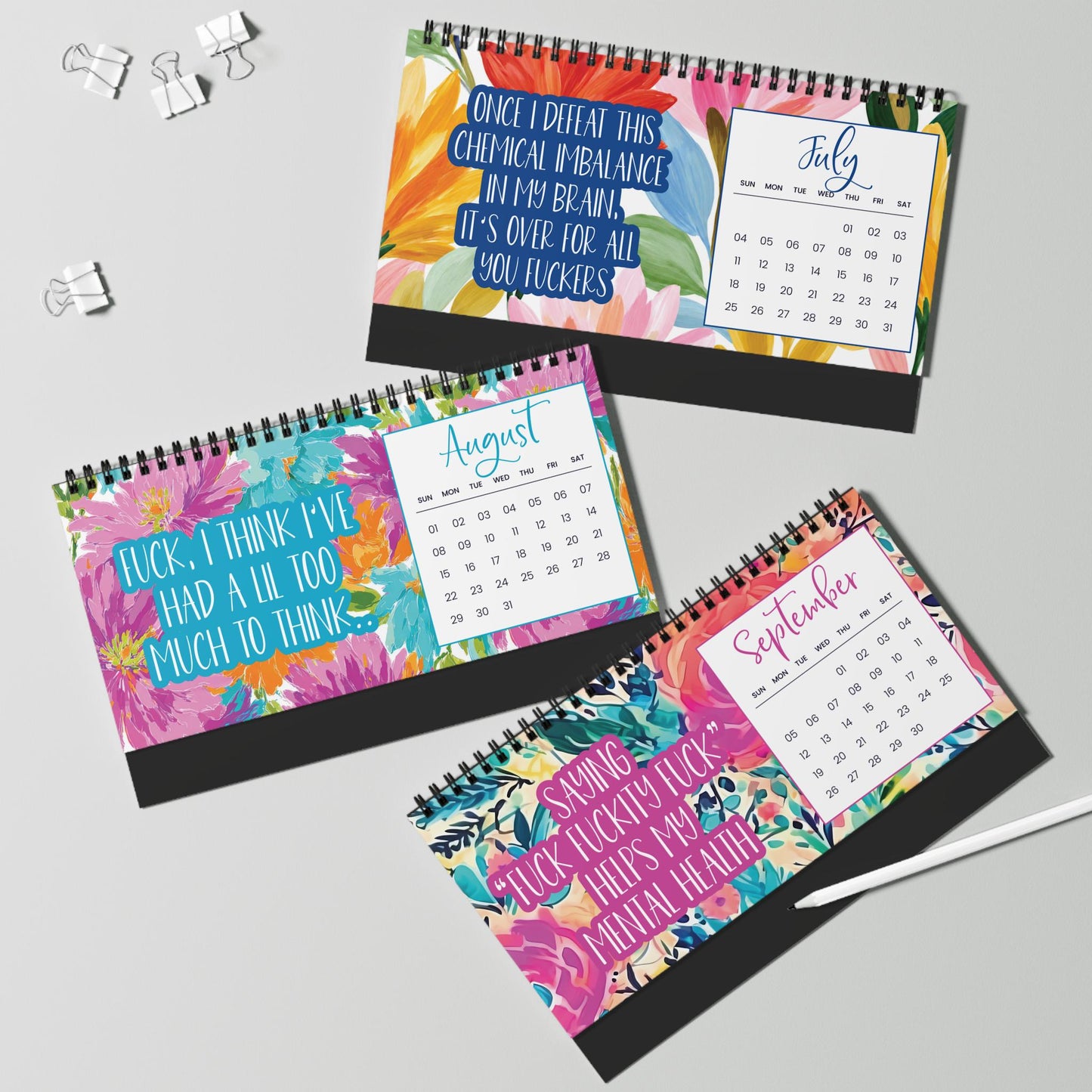 One Day At A Fucking Time | 2027 Funny Sweary Mental Health Desk Calendar