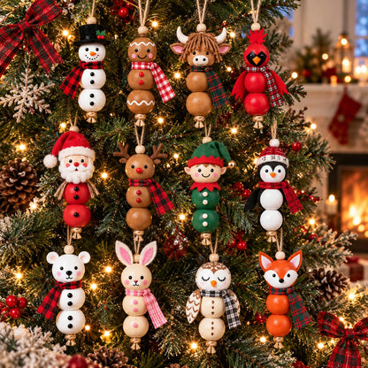 🎄 Christmas Wooden Bead Ornament DIY Kit – Set of 4