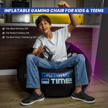 TYIIPLUS Inflatable Gaming Chair for Kids & Teens with Cup Holders and Side Pocket