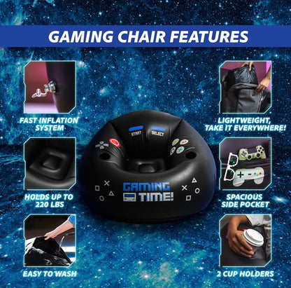 TYIIPLUS Inflatable Gaming Chair for Kids & Teens with Cup Holders and Side Pocket