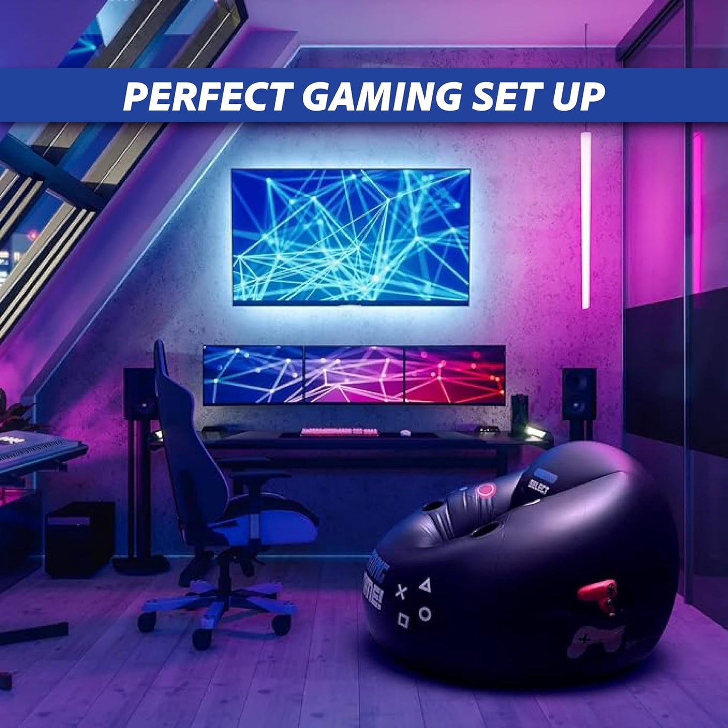 TYIIPLUS Inflatable Gaming Chair for Kids & Teens with Cup Holders and Side Pocket