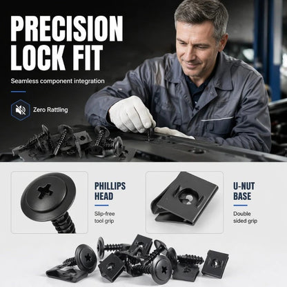 Universal Car Metal U-Type Clips and Screws Set