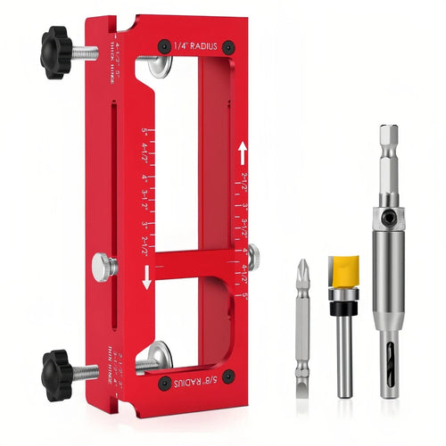 🔧 Adjustable Aluminum Door Hinge Jig Kit – Precision Mortising Template for 2.5"–5" Hinges