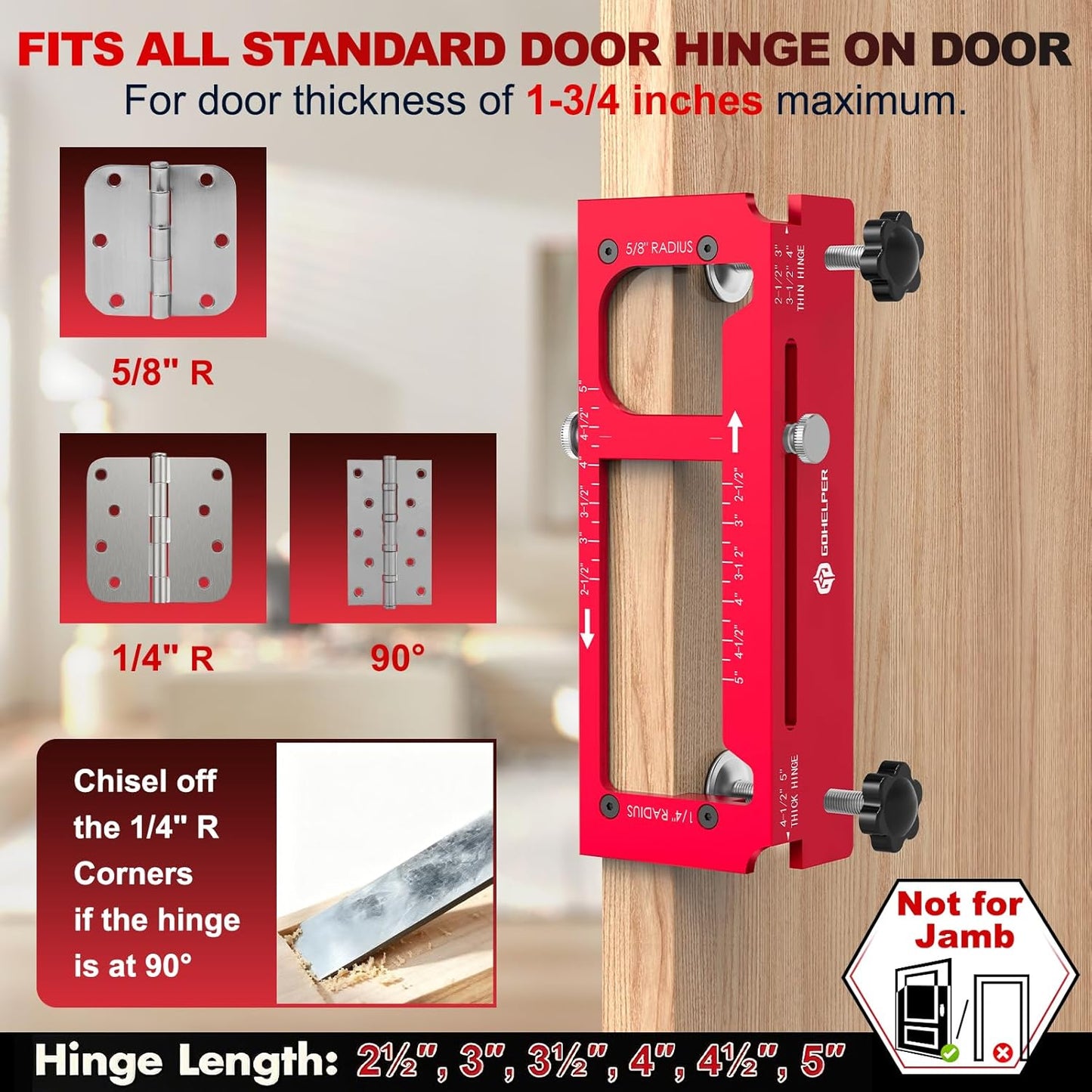 🔧 Adjustable Aluminum Door Hinge Jig Kit – Precision Mortising Template for 2.5"–5" Hinges