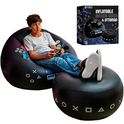 TYIIPLUS Inflatable Gaming Chair for Kids & Teens with Cup Holders and Side Pocket
