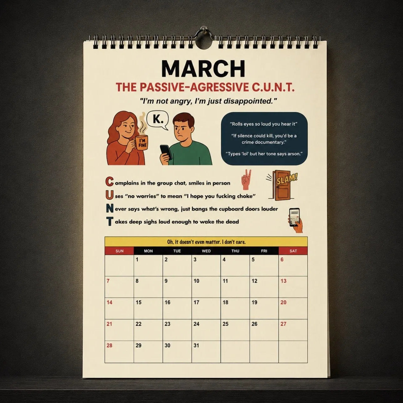 The C.U.N.T. 2027 Wall Calendar – 12 Months of Pure Unfiltered Chaos