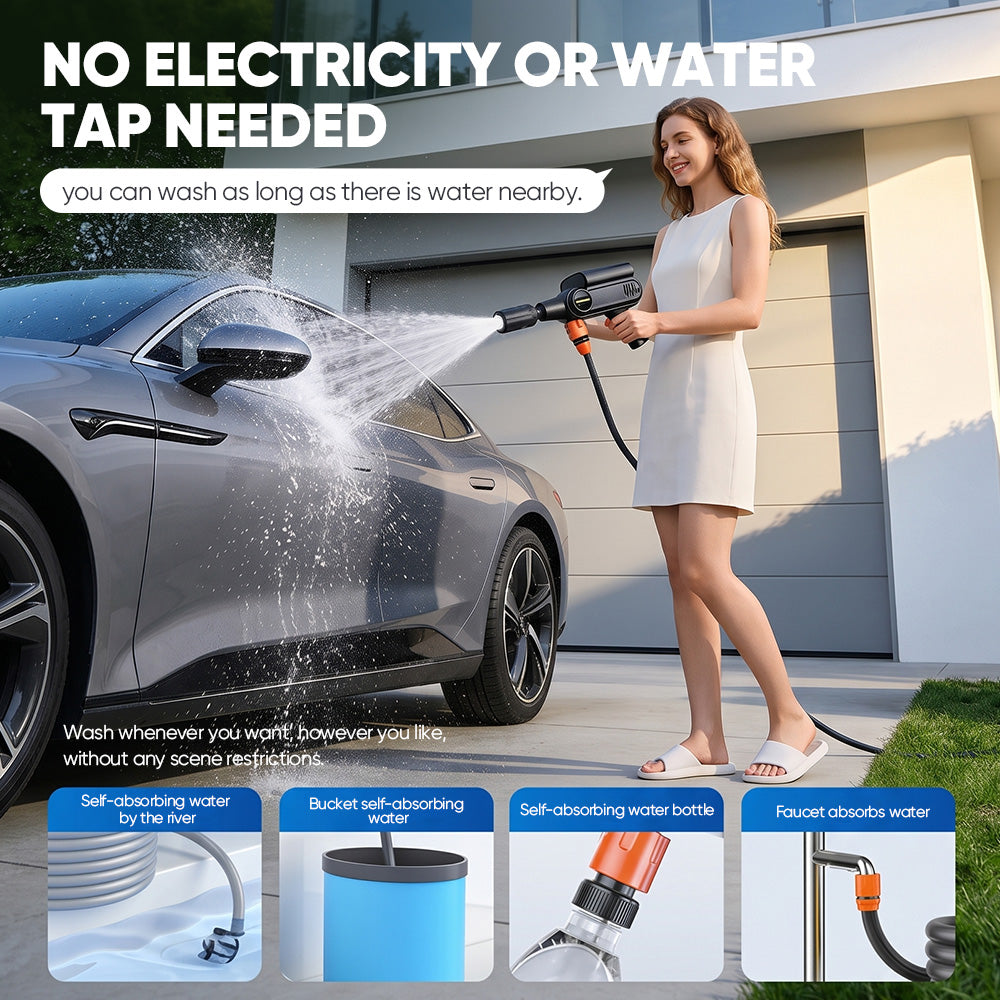 TYIIPLUS™ Portable Mini Cordless Car Pressure Washer Guns | Foldable & Dual Power Supply
