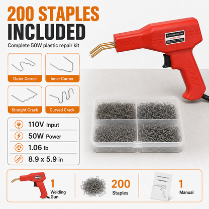🔧 Handheld Car Plastic Welding Repair Tool (200 Staples Included)