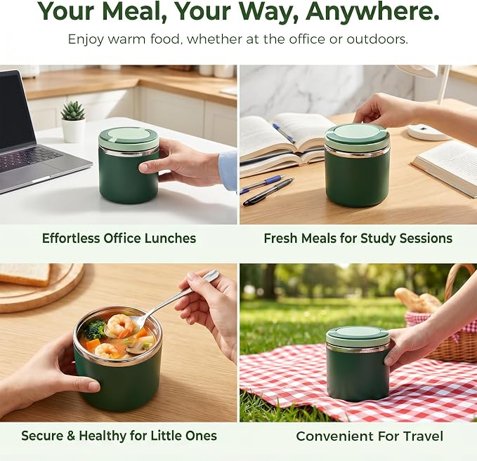 TYIIPLUS™ Stainless Steel Insulated Lunch Box with Handle – Leakproof Stackable Food Container for Office, School & Travel