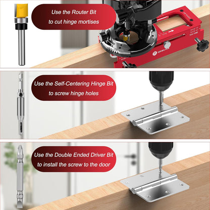 🔧 Adjustable Aluminum Door Hinge Jig Kit – Precision Mortising Template for 2.5"–5" Hinges