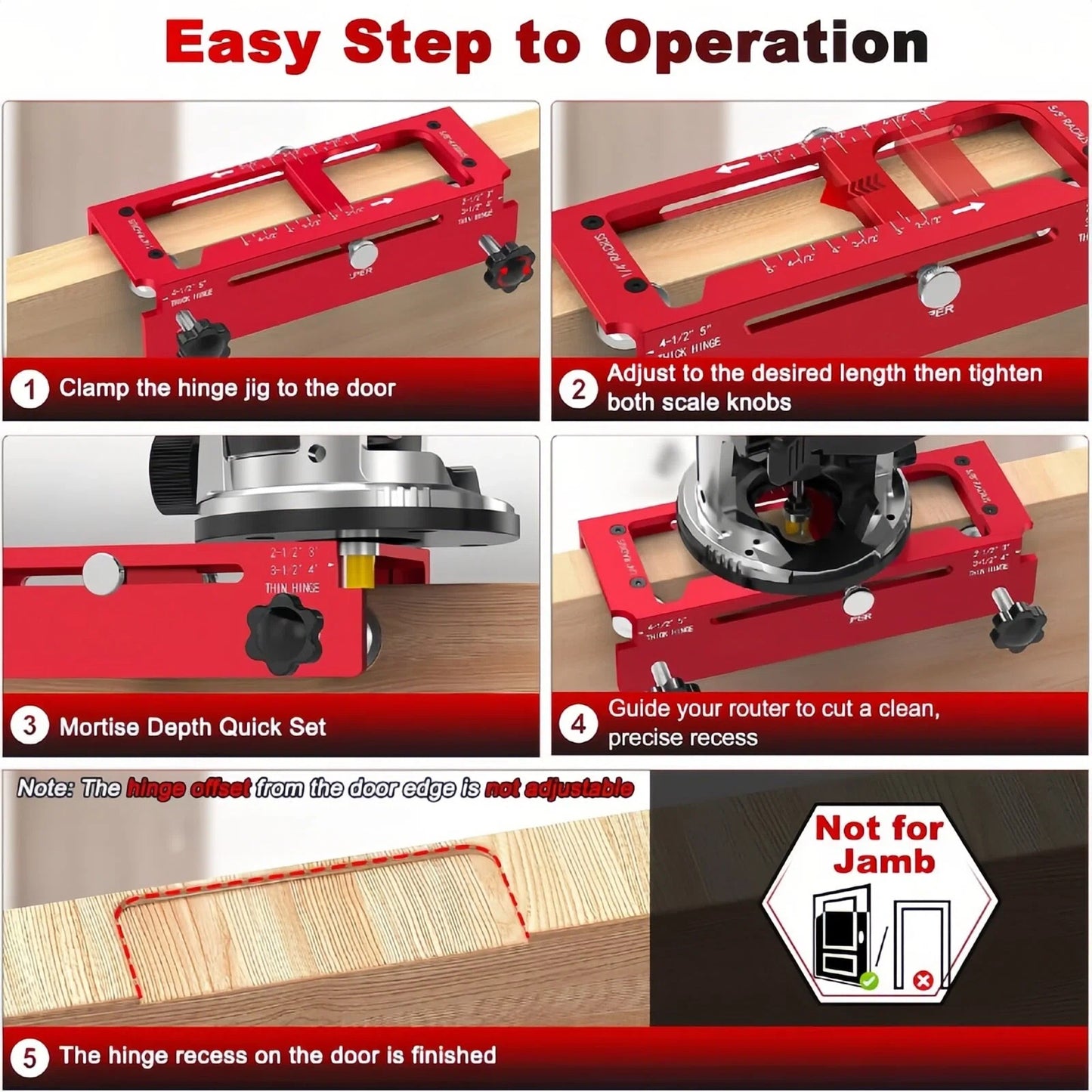 🔧 Adjustable Aluminum Door Hinge Jig Kit – Precision Mortising Template for 2.5"–5" Hinges