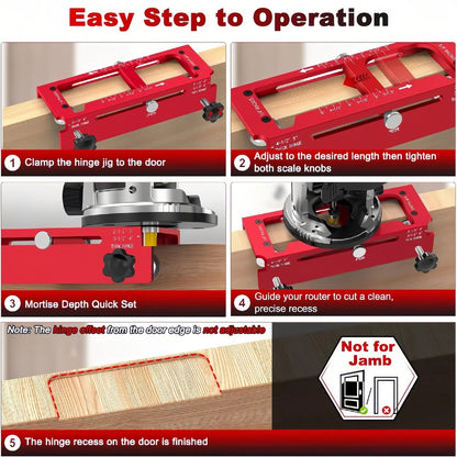 🔧 Adjustable Aluminum Door Hinge Jig Kit – Precision Mortising Template for 2.5"–5" Hinges
