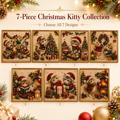 🎄🐾Premium 3D Pearl Christmas Kitty Art Kit | Luxury Flocked Canvas with Scratch-Resistant Non-Fading Pearl Beads DIY Holiday Decor 🎅🐱❄️