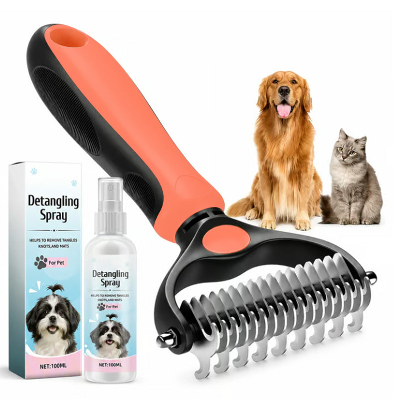 🐾 Double-Sided Deshedding Pet Brush – Dual-Sided, Ergonomic & Gentle for Dogs & Cats