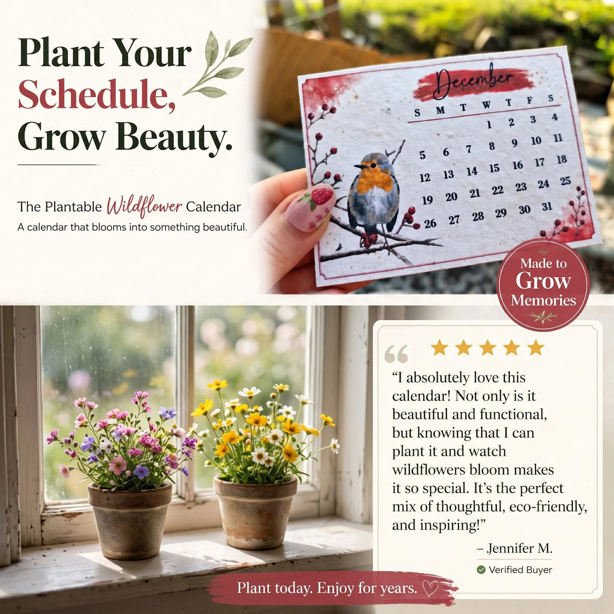 Plantable Wildflower Calendar 2027 – Seed Paper Desk Calendar