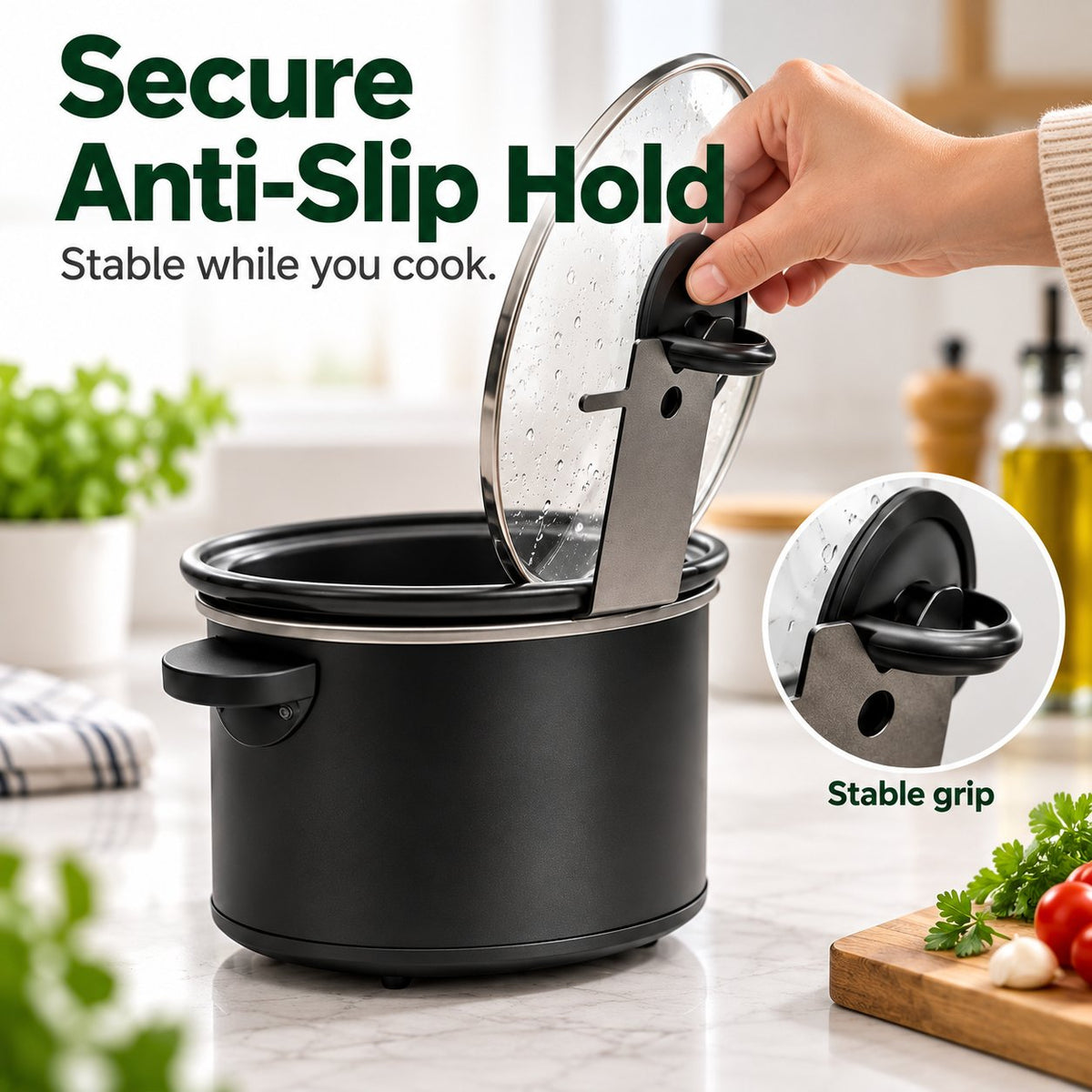 🍳Multifunctional Anti-Slip Cooker Lid Stand - Space-Saving Kitchen Counter Organizer
