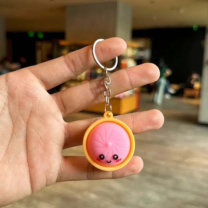 🥟 Cute Dumpling-Shaped Pressable Fidget Keychain (6PCS)
