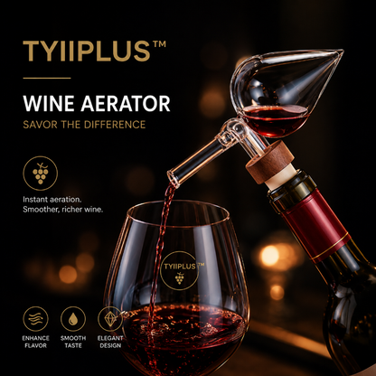 TYIIPLUS™ Glass Wine Aerator Pourer – Handcrafted Instant Wine Decanter Spout for Red Wine Bottles