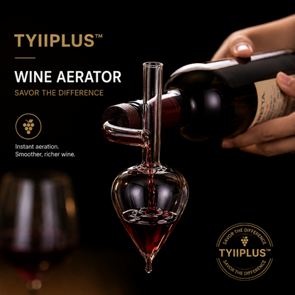 TYIIPLUS™ Glass Wine Aerator Pourer – Handcrafted Instant Wine Decanter Spout for Red Wine Bottles