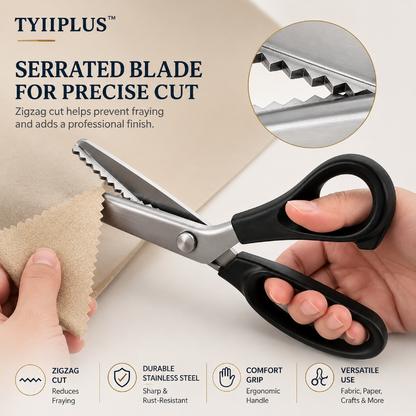 TYIIPLUS™ Stainless Steel Pinking Shears – 9.1" Zig Zag Fabric Scissors for Sewing, Quilting, Dressmaking & DIY Crafts