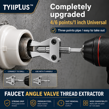 TYIIPLUS™ Drill-Powered Broken Pipe Thread Extractor – Universal 1/2", 3/4" & 1" Broken Pipe Nipple Remover Tool