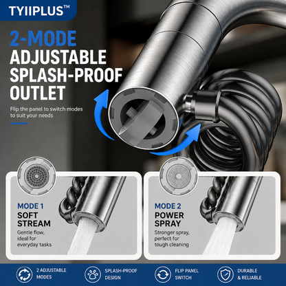 TYIIPLUS™ 304 Stainless Steel Pull-Out Faucet Sprayer Head | 2-Mode Kitchen Sink Faucet Extender with 360° Flexible Hose