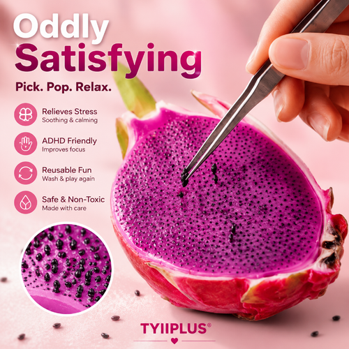 TYIIPLUS™ Dragon Fruit Slime Picking Sensory Toy with Tweezers – Reusable Stress Relief Fidget Toy for Adults & Teens