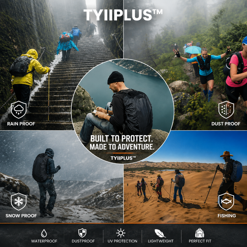 TYIIPLUS™ Waterproof Backpack Rain Cover – Lightweight Anti-Slip Rain & Dust Cover for Hiking, Camping & Travel (15–85L)