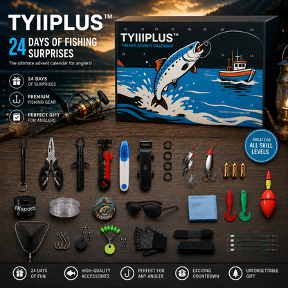 TYIIPLUS™ Fishing Advent Calendar – 24-Day Fishing Gift Set