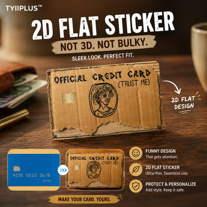 TYIIPLUS™ Funny “Trust Me” Credit Card Sticker – 2D Flat Design Card Skin for Credit, Debit, EBT & Transportation Cards