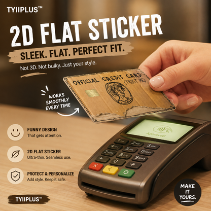 TYIIPLUS™ Funny “Trust Me” Credit Card Sticker – 2D Flat Design Card Skin for Credit, Debit, EBT & Transportation Cards