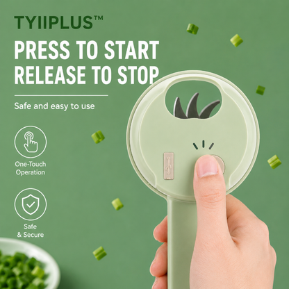 TYIIPLUS™ 4-in-1 Rechargeable Food Chopper – 1200mAh Cordless Food Processor with 40W Motor, Slicer & Chopper Blades