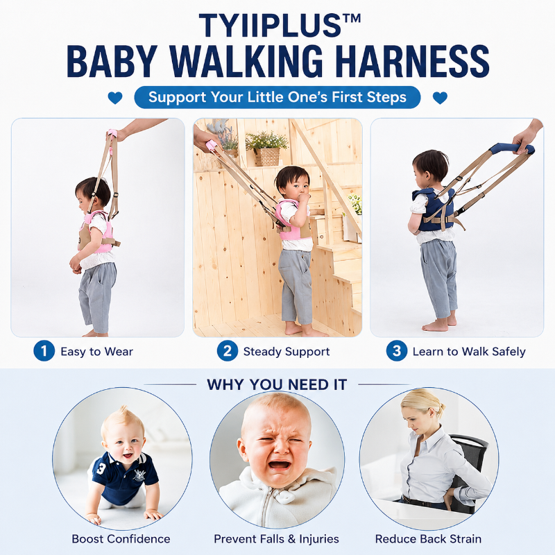 TYIIPLUS™ Baby Walking Harness – Adjustable Toddler Walking Assistant with Support Handle