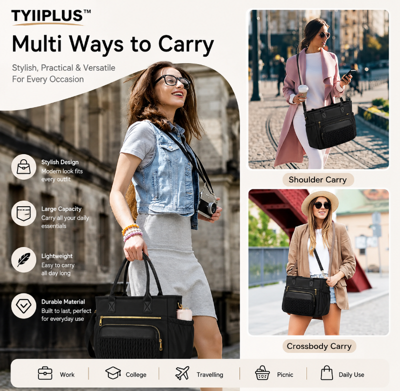 TYIIPLUS™ Insulated Lunch Tote Bag – Leakproof Cooler Bag with Multiple Pockets