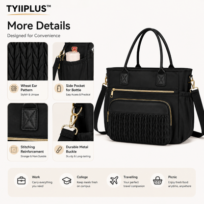 TYIIPLUS™ Insulated Lunch Tote Bag – Leakproof Cooler Bag with Multiple Pockets