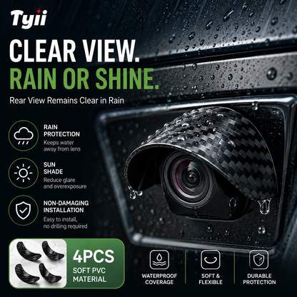 TYIIPLUS™ 4PCS Car Camera Rain Shield – Waterproof Rear View & Side Camera Cover, Soft PVC Sun Shade Visor