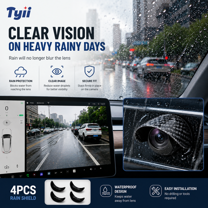 TYIIPLUS™ 4PCS Car Camera Rain Shield – Waterproof Rear View & Side Camera Cover, Soft PVC Sun Shade Visor